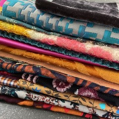 Boho Revival Fragment Pack, 30 Vintage & Reclaimed Fabric Pieces, Textile Art