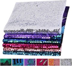 12pcs A4 Size One-Side Reversible Glitter Sequin Fabric, 6 Colors(silver)