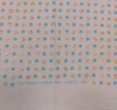 Peter Pan Fabrics Tiny Blue Silver Glitter Sparkle Stars Cotton Fabric 29×30 Vtg