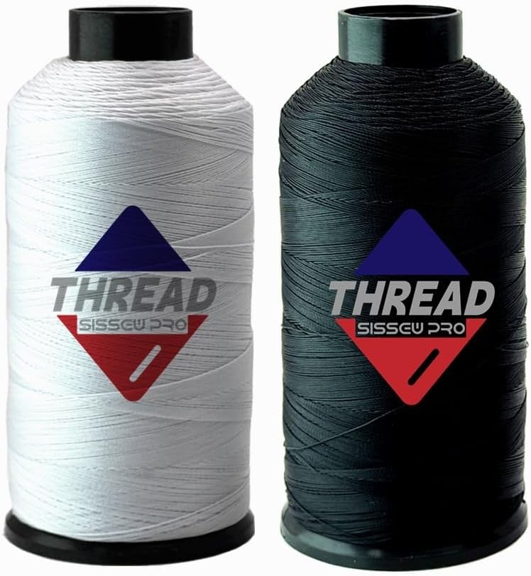Sissewpro Bonded Nylon Thread 69 Upholstery T70 #69 210D/3, 1xWhite+1xBlack