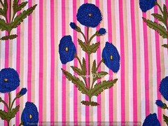 5 Yard Hand Block Blue Floral Print Cotton Indian Natural Sanganeri Print Fabric