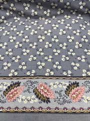 Vintage Oulivado French Cotton Border Print Fabric “Barbegal” – 2 Yards+ x 60″