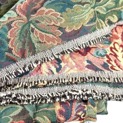 57×144 Green Burgundy Floral Tapestry Fabric Botanical Leaf Upholstery Textile