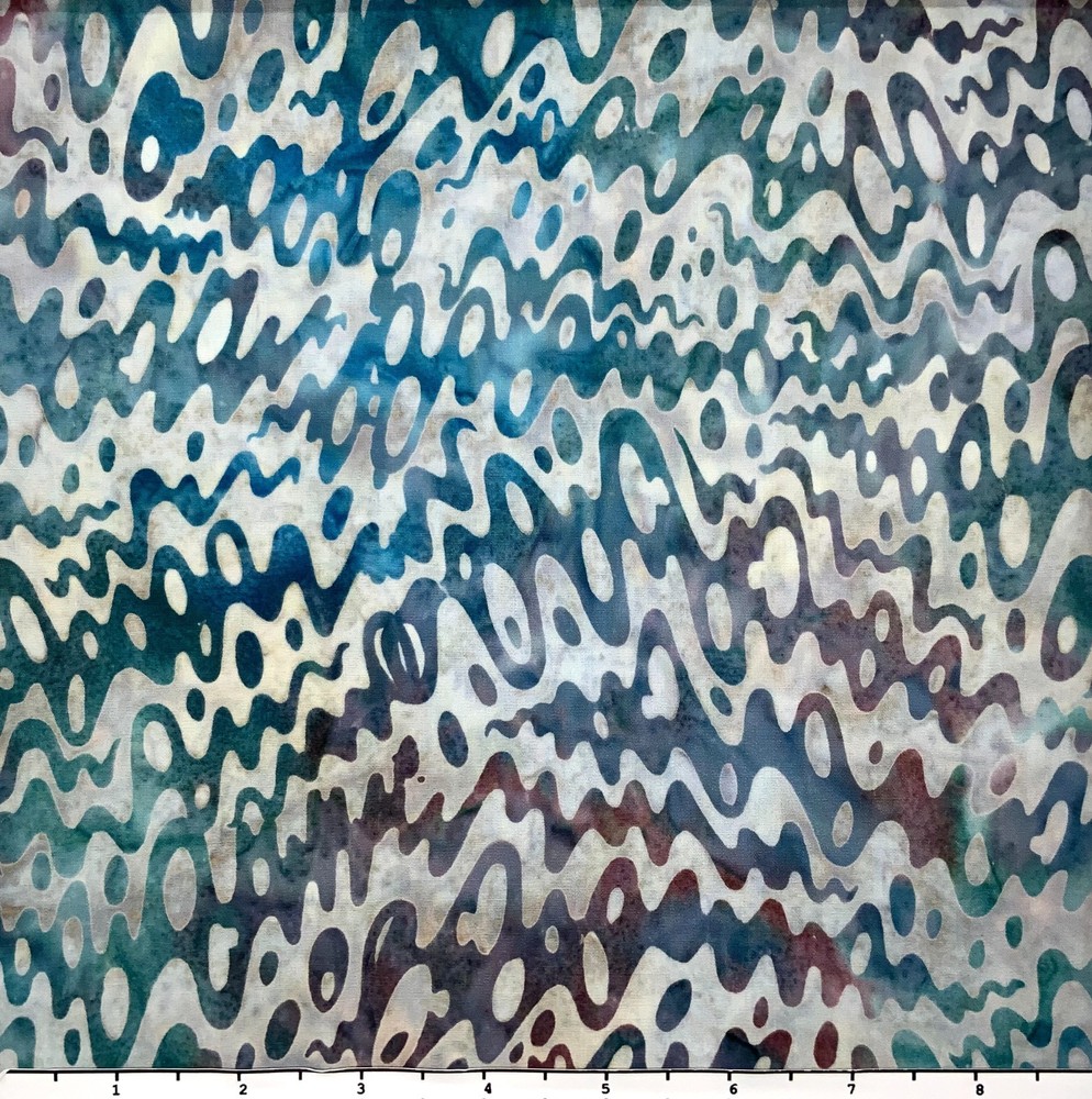 1 Yard Cut of Lunn Fabric Squiggle Graphic Batik 100% Cotton 3735 Vintage Blue