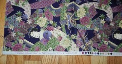 Set of 2 Kimono Collection – Hoffman Fabrics – 1 Yard Each – Mauve/Green/Purple
