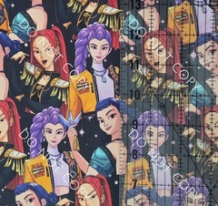 Custom 100% Cotton Woven Fabric Demon Hunters Anime By The 1/4 Yard 9×56 Collage