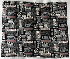 Lot of 2 FQs Cotton Quilt Fabric Sports Theme, Football & Newspaper Style Prints