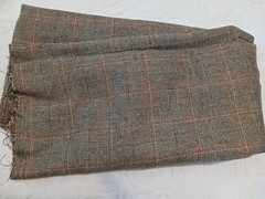 Classic Wool Fabric Tan Brown Rust Cream Plaid Garment Weight 60 x 64″ Sewing