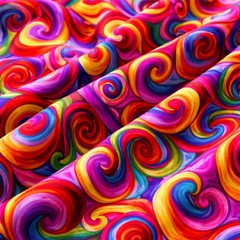 Timeless Treasures Living Color Bright Rainbow Swirls Cotton Fabric by the Yard