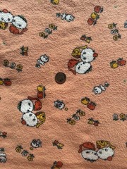 Vintage Kawaii Cat Flannel Fabric Peach Novelty Print 38 x 34 Quilt Sewing Craft