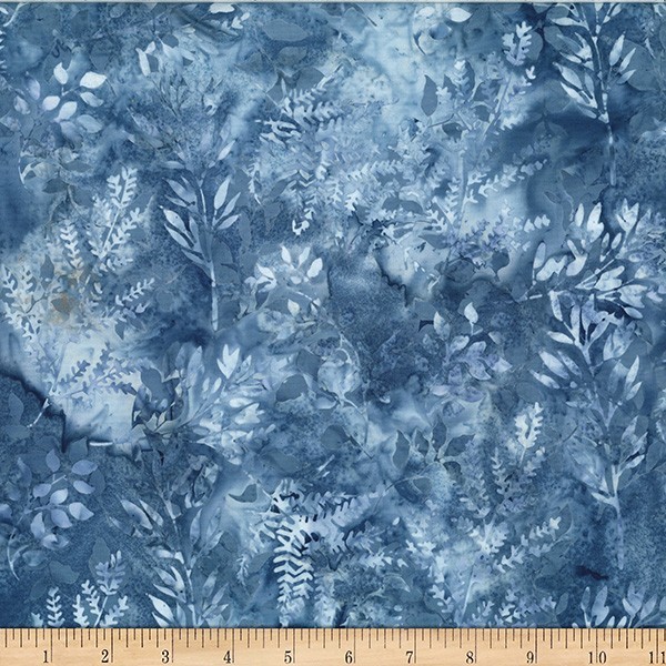 Hoffman Batiks Fabric – Bali Batik – Denim Leafy Branches #X2627-65
