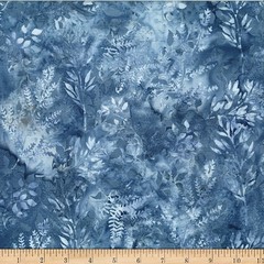 Hoffman Batiks Fabric – Bali Batik – Denim Leafy Branches #X2627-65
