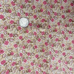 Vintage Fabric 36″ x 35″ 1/2 YD Ditsy Floral Paisley Print Pink Brown Orange