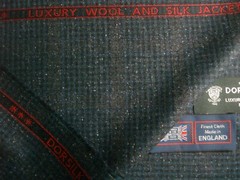 DORMEUIL 67% WOOL & 33% SILK JACKETING FABRIC “Dorsilk Red” Check/Plaid = 2.0 m.