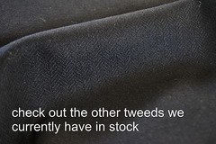 Tweed material by the metre or yard in plain charcoal/dark grey gray