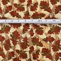 Fall Autumn Red Green Oak Leaves Joann Fabric Quilters Cotton Tan Background