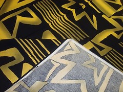 1 of 8 yds Cotton Ethnic Tribal print Cotton Black Yellow Craft Quilt 44″ w BTY