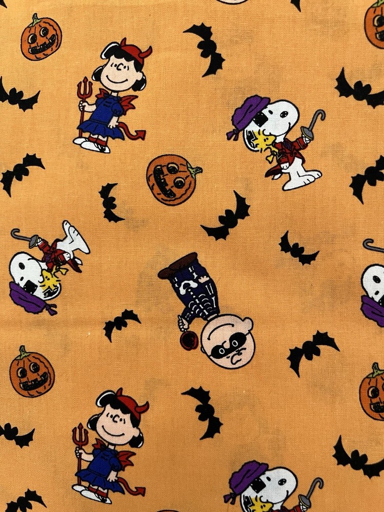 Halloween Peanuts Cotton Fabric 18″ x 43” Snoopy Lucy Charlie Brown Bats Pumpkin