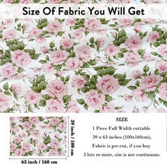 Cotton Fabric by The Yard for Sewing DIY Crafting Fashion Design Pink Rose