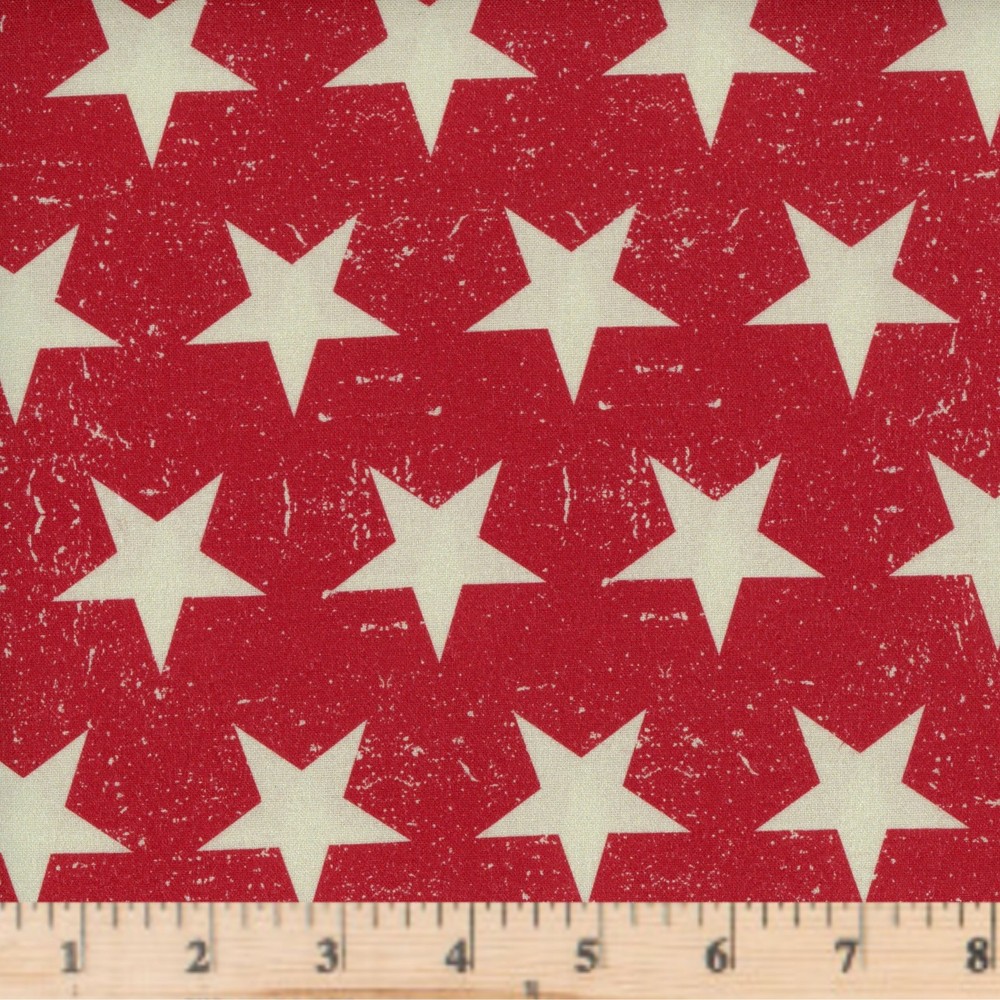 American Antique Stars Red Patriotic 4th of July 100% Cotton Fabric By half yard