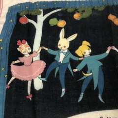 Dancing Dogs Cats Fabric from Land of Children Honda Shotaro Japan