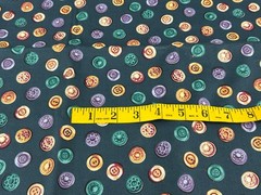 1+ yd Buttons All Over Tossed Cranston Collections Quilting Fabric Teal Purple