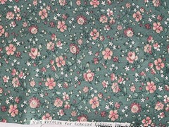 3/4 Yd Vintage Peach & Green Floral Cotton Fabric by Joan Kessler for Concord