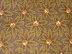 2 Yds Fabric – Baum Textile Inc. – Brown & Orange w/ FLOWERS Floral Pattern
