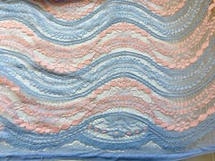 57″ Wide Grey and Pink Wavy Embroidery Lace Fabric for Sewing/Crafts/ Bridal