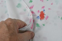 By 1/2 Yd, Red Green Pink Floral Sprays on White Poly-Cotton, Summer Dress,M3760