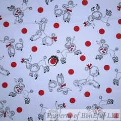 BonEful Fabric FQ Cotton Quilt White Red Polka Dot French Poodle Girl Dog France
