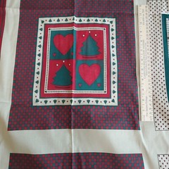 Christmas Cotton Fabric Cheater Quilt Square Blocks Pillow 43″W x 2½ Yds