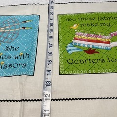 Sewing Theme Fabric Panel Squares, Pillow Fabric Squares