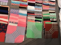 Set Of 130 Bowtie Pattern Quilting Pieces Multi Colors 7.5” Squares