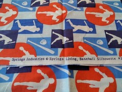 Baseball Silhouette Cotton Fabric 1.25 Yards 47×45 Springs Industries