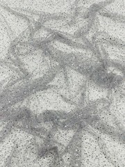 Silver Beaded Sequin with pearls Yard, Glitter Mesh, Prom Dress Fabric