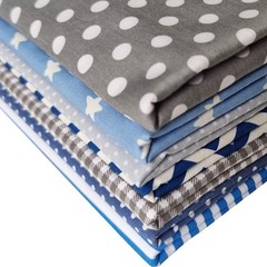 Versatile 7-Piece Cotton Fabric Set – Beautiful Blue Grey Designs for Quilting
