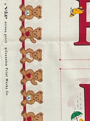 Cranston Very Important Bears Alphabet Squares Quilt Crib Red 2 Panels Cotton