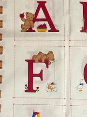 Cranston Very Important Bears Alphabet Squares Quilt Crib Red 2 Panels Cotton