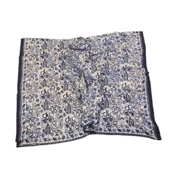 Vintage Blue White Batik Fabric Cotton 83″ x40″ Boho Coastal Tribal Tropical