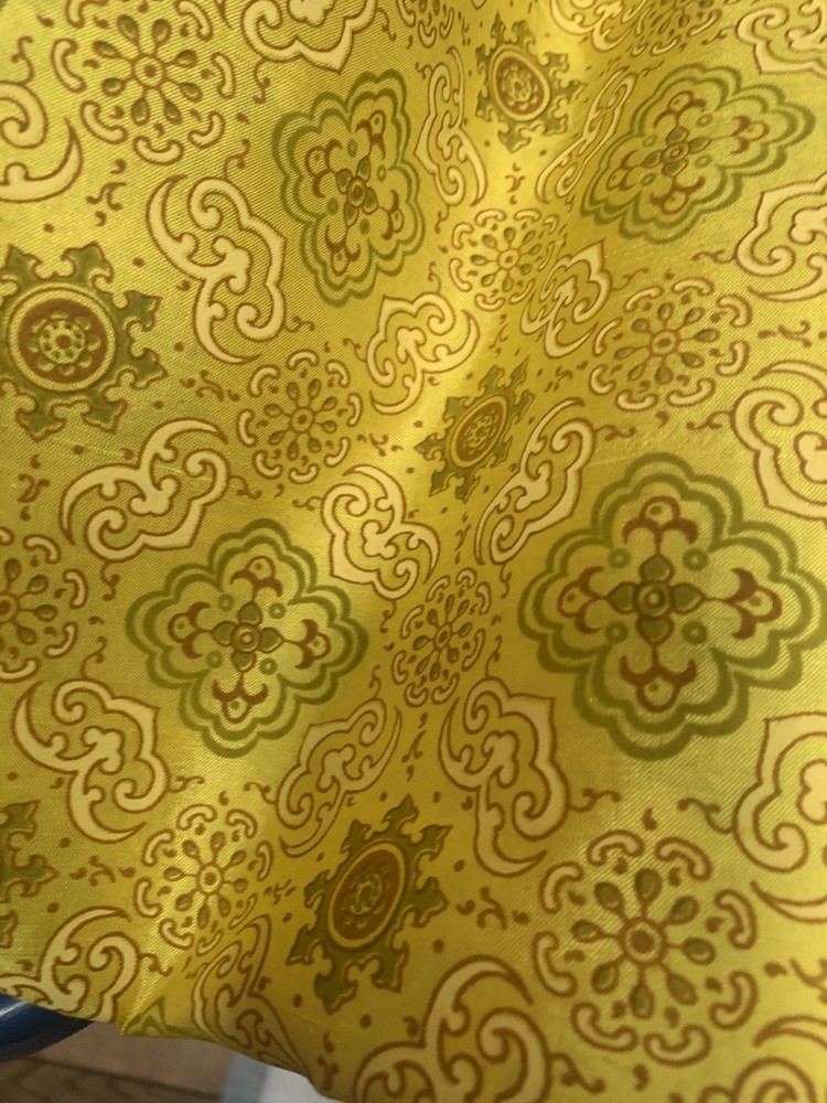 1/2 yd~ Vintage Yellow Gold Exquisite-paper thin silk Fabric~ NOS