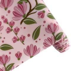 Flower Printed Pink Jelly Vinyl Roll 12×54 Inch Floral Translucent PVC Fabric