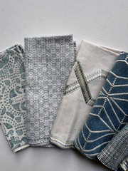 7 Variety Blues Package Designer Fabric Remnants 17″x17″