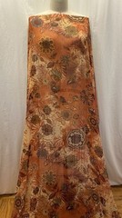 Elegant Poly Blend Lurex Georgette Floral Shades Of Orange Fabric 2.5 Yards 60″W