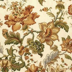 Vintage Mill Creek Floral APRICOT Cotton Drapery Curtain Pillow Fabric 1.625 YDS