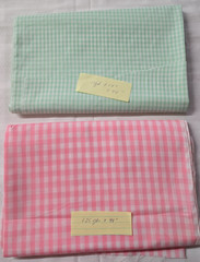 Lot Of 2 Lightweight Gingham Cotton Fabrics Green & Pink Check Sew Quilt Craft