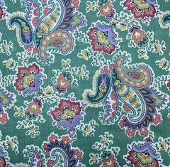 Vintage Cranston Paisley Sage Green Cotton Quilting Fabric Spring Floral 2.75 yd