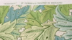 Morris & Co Performance Leaf Print Fabric- Acanthus Outdoor / Nettle Sky 6.75 yd