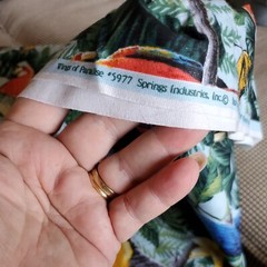 Vintage Fabric Springs Wings Of Paradise Parrots Birds Butterflies 34×45″ Cotton