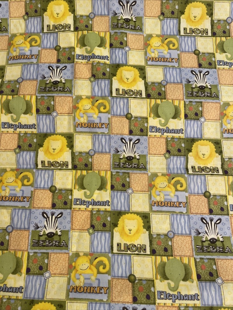 1 yard by 90 inches Debbie Mumm nursery animal cotton fabric lion zebra elephant